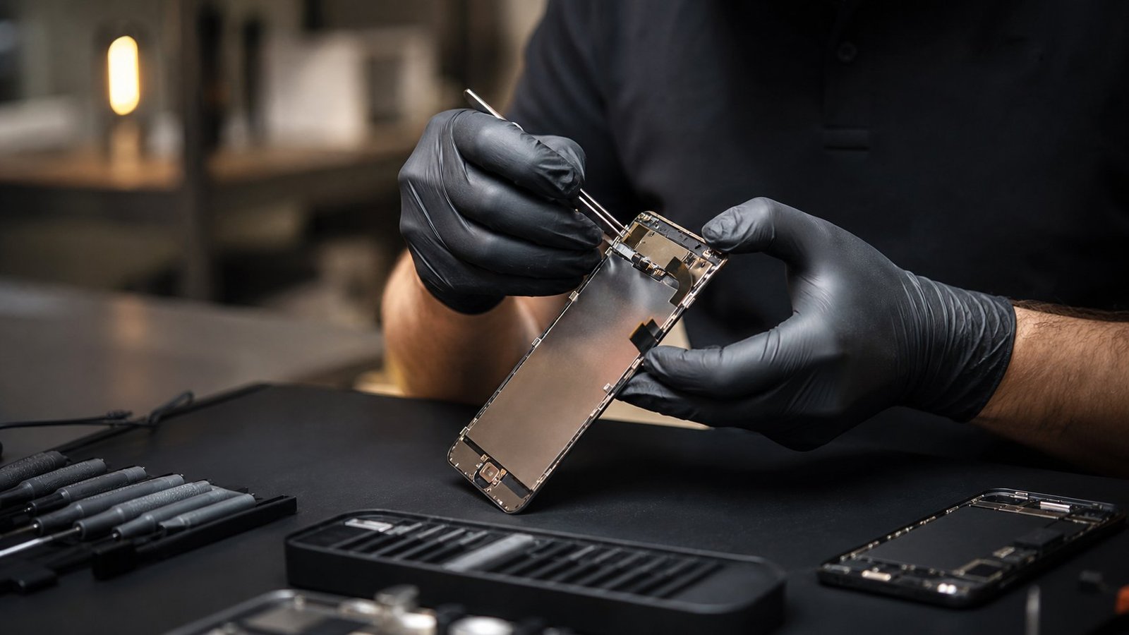 Smartphone-Reparatur mit Feinwerkzeug